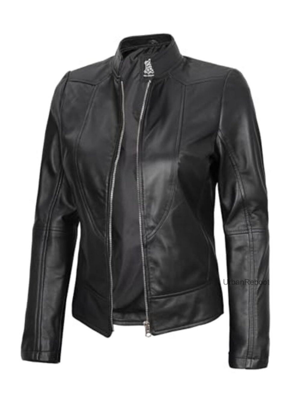 Real Lambskin Leather Jacket Women Cafe Racer Moto Zip Moto Biker Coat